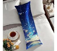 Taie de Traversin 150 cm Bleu Taie Oreiller 50x150 Taies D'oreillers HD Double Face ImpressionProtege Oreiller,Améliorer Sommeil Qualité Latéral Long Coussin Grossesse,Housse de Coussin Blanc w-12220