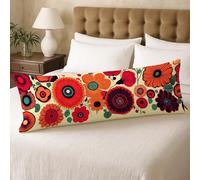 Taie de Traversin 150 cm Couleur Taie Oreiller 50x150 Housse de Coussin Rétro Double Face Impression Rectangulaire Velours Pillow Case, Super Doux Taie Oreiller Lombaire avec Zip Invisible U00-239