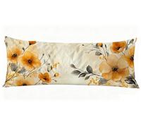 Taie de Traversin 150 cm Fleur Taie Oreiller 50 x 150 cm Taies D'oreillers Orange Impression Recto Verso Protege Oreiller, Améliorer Sommeil Qualité Long Coussin Grossesse pour Lit Canapé J0-1344