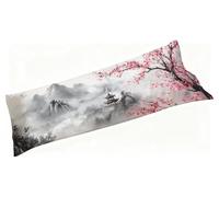Taie de Traversin 150 cm Gris, Housse Traversin 150x50cm Paysage, Qualité Taies d'oreiller Velours avec Fermeture Éclair, Ultra Douce, Confort et Respirante, Avable en Machine, Sans Déformation S3-361