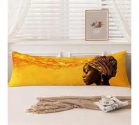 Taie de Traversin 150 cm Jaune Taie Oreiller 50 x 150 Housse Coussin Afrique, Doux Velour Coussin de Grossesse, Double Face Impression Sommeil Qualité Housse Traversin pour Salon Chambre Lit,Model1202