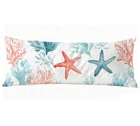 Taie de Traversin 180 cm Étoile Mer Taie Oreiller 50 x 180 cm Taies D'oreillers Corail Impression Recto Verso Protege Oreiller, Améliorer Sommeil Qualité Long Coussin Grossesse pour Lit Canapé J0-1398