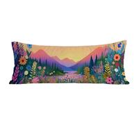 Taie de Traversin 180 cm Fleurs Taie D'oreiller 60x180 cm Lin Housse Traversin, Protege Oreiller Chaîne de montagnes Motif, avec Fermeture Éclair Invisible Grande Housse Coussin pour Canapé Lit BZ-445