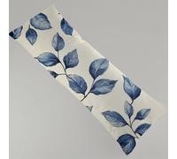 Taie de Traversin 180 x 60 cm Coussin pour Dormir sur le Côté Bleu Housse de Coussin Feuilles Oreiller de Corps, Avec Fermeture Éclair Body Pillow Doux Velour Soutien Grossesse Coussin Long Y4-566