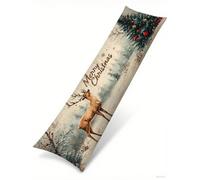 Taie de Traversin 30 x 105 cm Noël Lot de 1 Taie d'oreiller Forêt Motif Oreiller Rectangulaire, Double Face Impression Doux Velour Body Pillow Case avec éclair Invisible Housses de Coussin B1-1177
