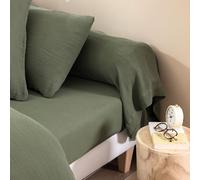 Taie de traversin 43x185 Gaze de Coton Kaki Terre de nuit NOA