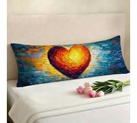 Taie de Traversin 90 cm Bleu Housse Traversin 90x30 cm Amour, Housse de Coussin de Corps Douce pour Dormeur Latéral, Taie Oreiller Velours avec Fermeture Éclair pour Salon Chambre Lit Canapé E0-849