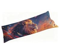 Taie de Traversin 90 cm Brun, Housse Traversin 90x30cm Lion, Qualité Taies d'oreiller Velours avec Fermeture Éclair, Ultra Douce, Confort et Respirante, Avable en Machine, sans Déformation S3-1253