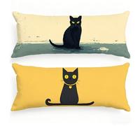Taie de Traversin 90 cm Japon Taie Oreiller 30x90 Lot de 2 Velour Housse Coussin Chat Double Face Impression, Améliorer Sommeil Housse Traversin avec Fermeture Eclair Caché pour Chambre Lit, Model464