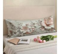 Taie de Traversin 90 cm Rose Taie Oreiller 30x90 Taies D'oreillers HD Double Face ImpressionProtege Oreiller, Améliorer Sommeil Qualité Latéral Long Coussin Grossesse, Housse de Coussin Blanc w-127