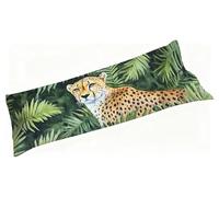 Taie de Traversin 90 cm Vert, Housse Traversin 90x30cm Léopard, Qualité Taies d'oreiller Velours avec Fermeture Éclair, Ultra Douce, Confort et Respirante, Avable en Machine, sans Déformation S3-853
