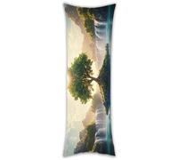 Taie de Traversin Arbre Cascade Housse Traversin 60 x 180 cm Rectangulaire Double Face Velour Housse de Coussin avec Fermeture Éclair Invisible pour Decoration Maison Canapé Lit Chambre Cadeau X-687