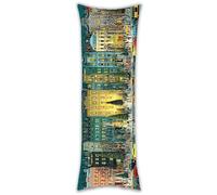 Taie de Traversin Bâtiment avec vue sur la rue Housse Traversin 50 x 150 cm Rectangulaire Double Face Velour Housse de Coussin avec Fermeture Éclair Invisible pour Decor Maison Canapé Lit Chambre X474