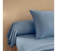 Taie de traversin Coton lavé - SOMEO Bleu 140 cm