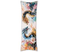 Taie de Traversin Le dragon floral Housse Traversin 50 x 150 cm Rectangulaire Double Face Velour Housse de Coussin avec Fermeture Éclair Invisible pour Decoration Maison Canapé Lit Chambre Cadeau X412