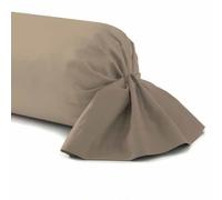 Taie de traversin uni 100% Coton (45 X 185 cm, Taupe, 1)