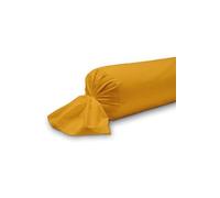 Taie de traversin unie, Jaune Safran, 45x185cm, 100% Coton
