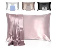 Taie d'oreiller 100% Pure Soie de mûrier - 6A - 22 mommes en Soie des Deux côtés - Taie d'oreiller en Soie véritable pour Les Cheveux et la Peau, sans acné, pour Grand lit, Coffret Cadeau de Luxe