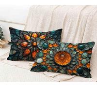 Taie d'oreiller 30 x 60cm Lot de 2, Housse de Coussin Orange BrûLé Taie Oreiller RêVe Coussin Rectangulaire Impermeable Design avec Fermeture Éclair Invisible pour Decoration Chambre -lsy25012FK