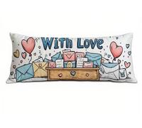 Taie d'oreiller 30 x 90 cm Amour Housses de Coussin de Positionnement Latéral Doux Lin Resistant Lettre Taie de Traversin 90 cm d’Allaitement Idéal Protege Oreiller, pour Salon Chambre Lit T-9742