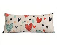 Taie d'oreiller 30 x 90 cm Rouge Housses de Coussin de Positionnement Latéral Doux Lin Resistant Amour Taie de Traversin 90 cm d’Allaitement Idéal Protege Oreiller, pour Salon Chambre Lit T-8059