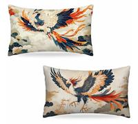 Taie d'oreiller 30x50cm, Phénix Housse Coussin Nuage Taie de Traversin 30x50cm Lin Housse Traversin, Double Face Impression Oreiller pour Salon Chambre Lit Canapé KBZT3867