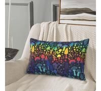 Taie d'oreiller 35,6 x 50,8 cm - Douce et confortable - Motif champignons et fleurs magiques - Convient pour les oreillers biologiques - Petite housse de coussin de voyage avec fermeture éclair