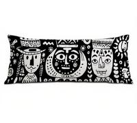 Taie d'oreiller 40 x 145 cm Noir Housses de Coussin de Positionnement Latéral Doux Velours Améliorer Sommeil Qualité Abstrait Taie de Traversin 145 cm d’Allaitement Idéal Protege Oreiller B-5581