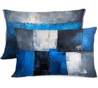 Taie d'oreiller 40x60 Bleu Taie Oreiller 40x60 Lot de 2 Noir Protege Oreiller Lin Taies D'oreillers, Housse de Coussin Decoratif Protège Oreillers Rectangulaire, pour Maison Decoratif Lit R-546