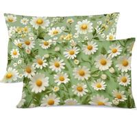 Taie d'oreiller 40x60 Vert Taie Oreiller 40x60 Lot de 2 Fleur Protege Oreiller Lin Taies D'oreillers, Housse de Coussin Decoratif Protège Oreillers Rectangulaire, pour Maison Decoratif Lit R-586