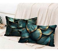 Taie d'oreiller 40X70 cm Lot de 2, Housse de Coussin Usine Taie Oreiller Feuilles Coussin Rectangulaire Impermeable Design avec Fermeture Éclair Invisible pour Decoration Chambre -lsy250123G