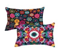 Taie D'oreiller 40x70cm Lot de 2 Housse de Coussin BohêMe Taie Oreiller Rectangulaire Automne Housse Oreiller avec Fermeture Éclair Invisible pour Decoration Maison Canapé Chambre, Art Motif,Model82