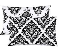Taie d'oreiller 40x80 Noir Taie Oreiller 40x80 Lot de 2 BohêMe Protege Oreiller Lin Taies D'oreillers, Housse de Coussin Decoratif Protège Oreillers Rectangulaire, pour Maison Decoratif Lit R-338