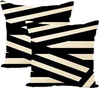 Taie d'oreiller 45cm X 45cm, Lot de 2, Géométrique Décoratif Boho, Beige Taie d'oreiller en lin Pour Canapé, Chambre, Maison, Terrasse, Carré, Taie d'oreiller jetable, 16#
