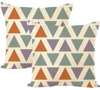Taie d'oreiller 45cm X 45cm, Lot de 2, Géométrique Décoratif Boho, Beige Taie d'oreiller en lin Pour Canapé, Chambre, Maison, Terrasse, Carré, Taie d'oreiller jetée, 15#
