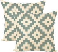 Taie d'oreiller 45cm X 45cm, Lot de 2, Géométrique Décoratif Boho, Beige Taie d'oreiller en lin Pour Canapé, Chambre, Maison, Terrasse, Carré, Taie d'oreiller jetable, 17#