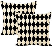 Taie d'oreiller 45cm X 45cm, Lot de 2, Géométrique Décoratif Boho, Beige Taie d'oreiller en lin Pour Canapé, Chambre, Maison, Terrasse, Carré, Taie d'oreiller jetable, 9#