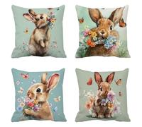 Taie D'oreiller 45x45 Lot de 4 Lin Housse Coussin Le lapin Coussins Canapé Fleurs Coussin Decoratif Carré Housse Oreiller, Taies D'oreillers Exterieur Impermeable, pour Décoration Maison Moderne t-813