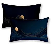 Taie d'oreiller 50 x 70 cm Lot de 2, Housse de Coussin Bleu Marine Taie Oreiller Montagne Coussin Rectangulaire Double Face Impermeable avec Fermeture Éclair Invisible, Decoration Chambre -ly2508KC