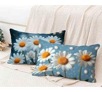 Taie D'Oreiller 50 x 70cm Lot de 2, Housse de Coussin Bleu Clair Taie Oreiller ChrysanthèMe Coussin Rectangulaire Impermeable Design avec Fermeture Éclair Invisible pour Decoration Chambre -lsy250122Y