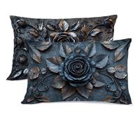 Taie d'oreiller 50 x 80 Noir Taie Oreiller 50x80 Lot de 2 Europe du Nord Protege Oreiller Super Doux Taies D'oreillers, Housse de Coussin Protège Oreillers, pour Noël Decoration Automne G - 441