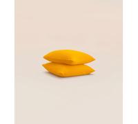 Taie d'oreiller 50x70 cm - Gaze de coton - Jaune - Douce et gaufrée - Toute saison - Confectionnée au Portugal - Tediber