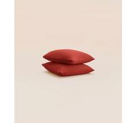 Taie d'oreiller 50x70 cm - Gaze de coton - Orange - Douce et gaufrée - Toute saison - Confectionnée au Portugal - Tediber