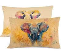 Taie d'oreiller 50x70 Jaune Taie Oreiller 50x70 Lot de 2 éLéPhant Protege Oreiller Lin Taies D'oreillers, Housse de Coussin Decoratif Protège Oreillers Rectangulaire, pour Maison Decoratif Lit R-473