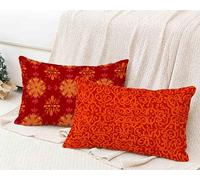 Taie d'oreiller 50x70 Lot de 2, Housse de Coussin Rouge Taie Oreiller RéTro Coussin Rectangulaire Double Face Impermeable Design avec Fermeture Éclair Invisible pour Decoration Chambre -lsy2501299