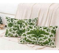 Taie d'oreiller 50x70 Lot de 2, Housse de Coussin William Morris Taie Oreiller Vert Coussin Rectangulaire Impermeable Design avec Fermeture Éclair Invisible pour Decoration Chambre -lsy250122B
