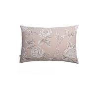 Taie d'oreiller 50x70cm coton imprimé recto floral verso rayé beige - COTTAGE -
