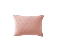 OUREA MOTIF - Taie d'Oreiller 50x70cm Gaze de Coton Rose Pêche à Fleurs Ajourées -