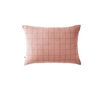 OUREA MOTIF - Taie d'Oreiller 50x70cm Gaze de Coton Rose Pêche à Grands Carreaux -