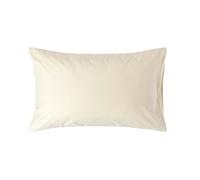HOMESCAPES Taie d’Oreiller 50x75 cm, 100% Satin de Coton égyptien 1000 Fils, Coloris Crème